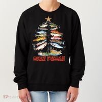 Merry Fishmas Christmas Tree Fish Funny Fishing Women's Sweatshirt thumb 0
