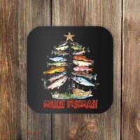 Merry Fishmas Christmas Tree Fish Funny Fishing Coaster thumb 0