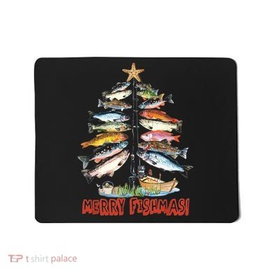 Merry Fishmas Christmas Tree Fish Funny Fishing Mousepad