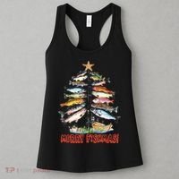 Merry Fishmas Christmas Tree Fish Funny Fishing Women's Tank Top thumb 3