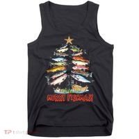 Merry Fishmas Christmas Tree Fish Funny Fishing Tank Top thumb 0