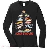 Merry Fishmas Christmas Tree Fish Funny Fishing Women's Long Sleeve Shirt thumb 0
