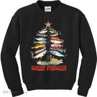 Merry Fishmas Christmas Tree Fish Funny Fishing Kids Sweatshirt thumb 0