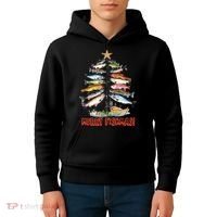 Merry Fishmas Christmas Tree Fish Funny Fishing Kids Hoodie thumb 4