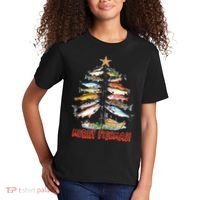 Merry Fishmas Christmas Tree Fish Funny Fishing Kids T-Shirt thumb 2