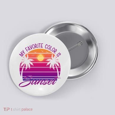 My Favorite Color Is Sunset Retro Summer Button