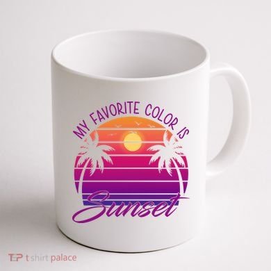 My Favorite Color Is Sunset Retro Summer Coffee Mug back