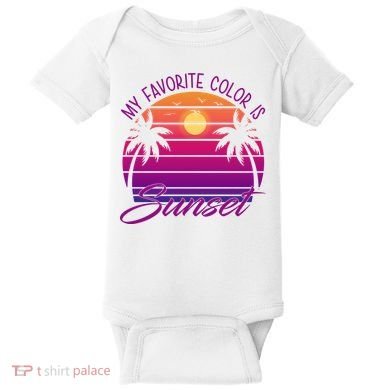 My Favorite Color Is Sunset Retro Summer Baby Bodysuit