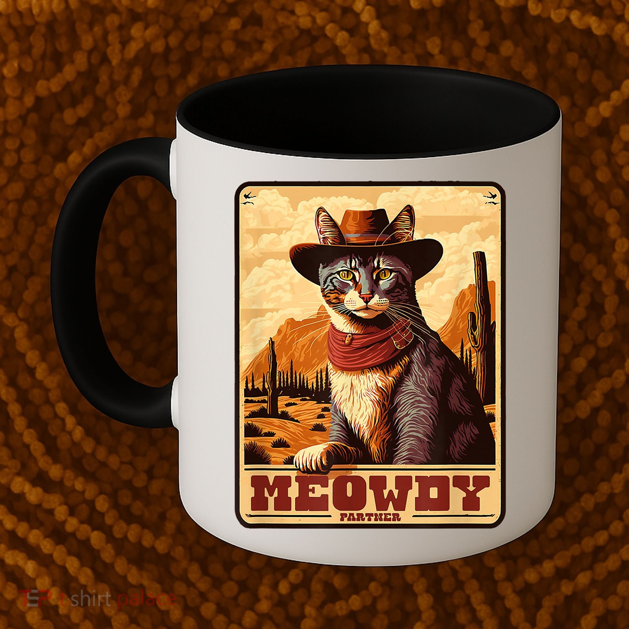 Meowdy! Funny Country Music Cat Cowboy Hat Wanted Poster Coffee Mug