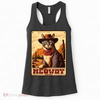 Meowdy! Funny Country Music Cat Cowboy Hat Wanted Poster Women's Tank Top thumb 0