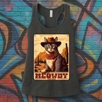Meowdy! Funny Country Music Cat Cowboy Hat Wanted Poster Women's Tank Top thumb 3