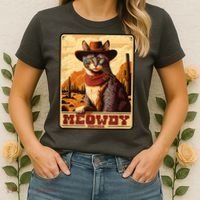 Meowdy! Funny Country Music Cat Cowboy Hat Wanted Poster Women's T-Shirt thumb 2