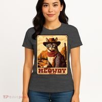 Meowdy! Funny Country Music Cat Cowboy Hat Wanted Poster Women's T-Shirt thumb 4