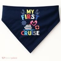 My First Cruise, Wo, Girl and Boy Funny Cruise Trip USA-Made Doggie Bandana thumb 0