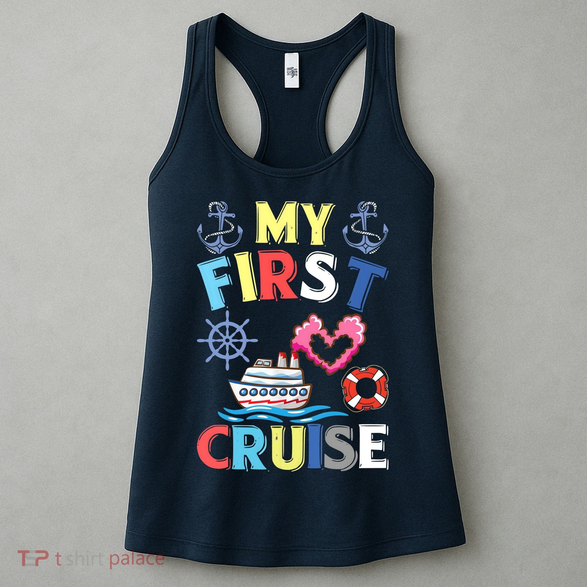 My First Cruise, Wo, Girl and Boy Funny Cruise Trip Women's Tank Top