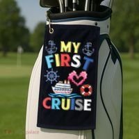 My First Cruise, Wo, Girl and Boy Funny Cruise Trip Golf Towel thumb 2