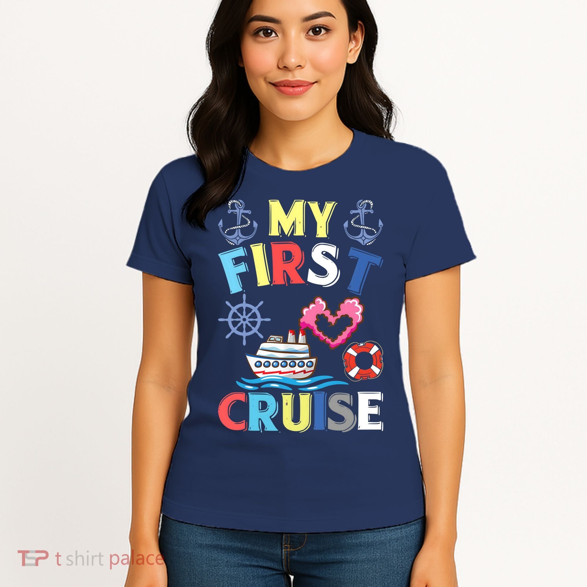 My First Cruise, Wo, Girl and Boy Funny Cruise Trip Women's T-Shirt