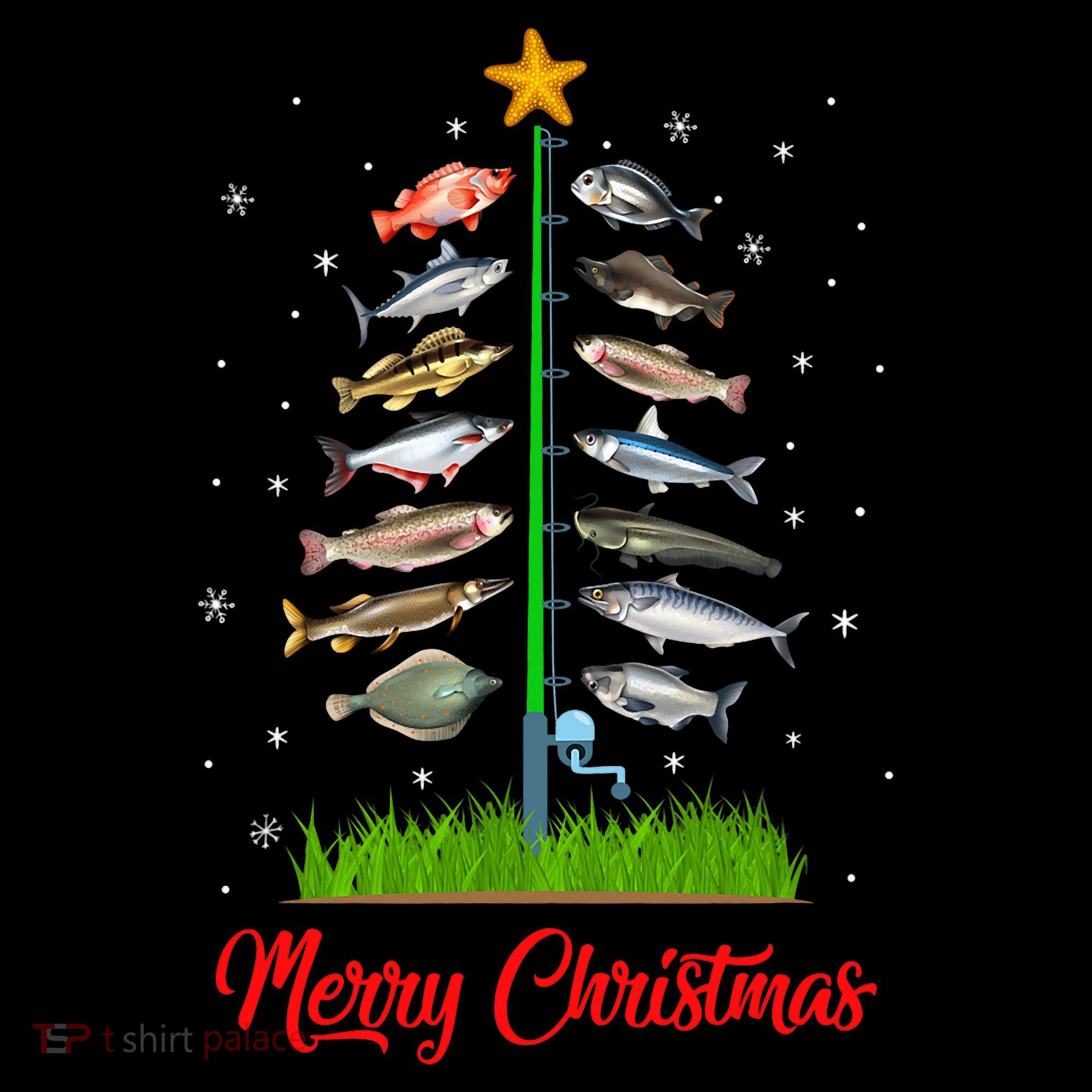 Merry Fishmas Christmas Tree Fish Fishing Long Sleeve Shirt