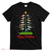 Merry Fishmas Christmas Tree Fish Fishing T-Shirt thumb 0