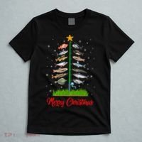 Merry Fishmas Christmas Tree Fish Fishing T-Shirt thumb 5