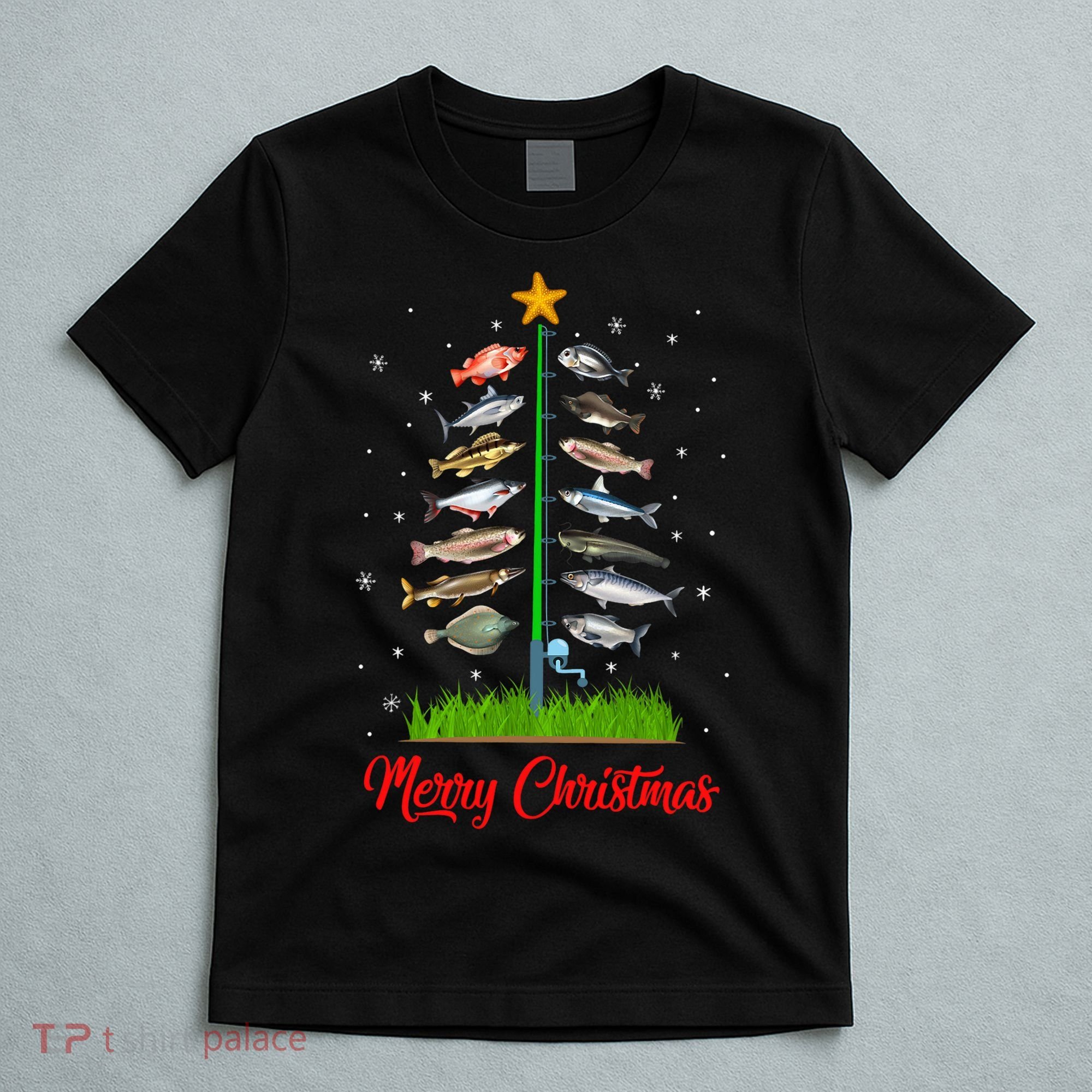 Merry Fishmas Christmas Tree Fish Fishing T-Shirt