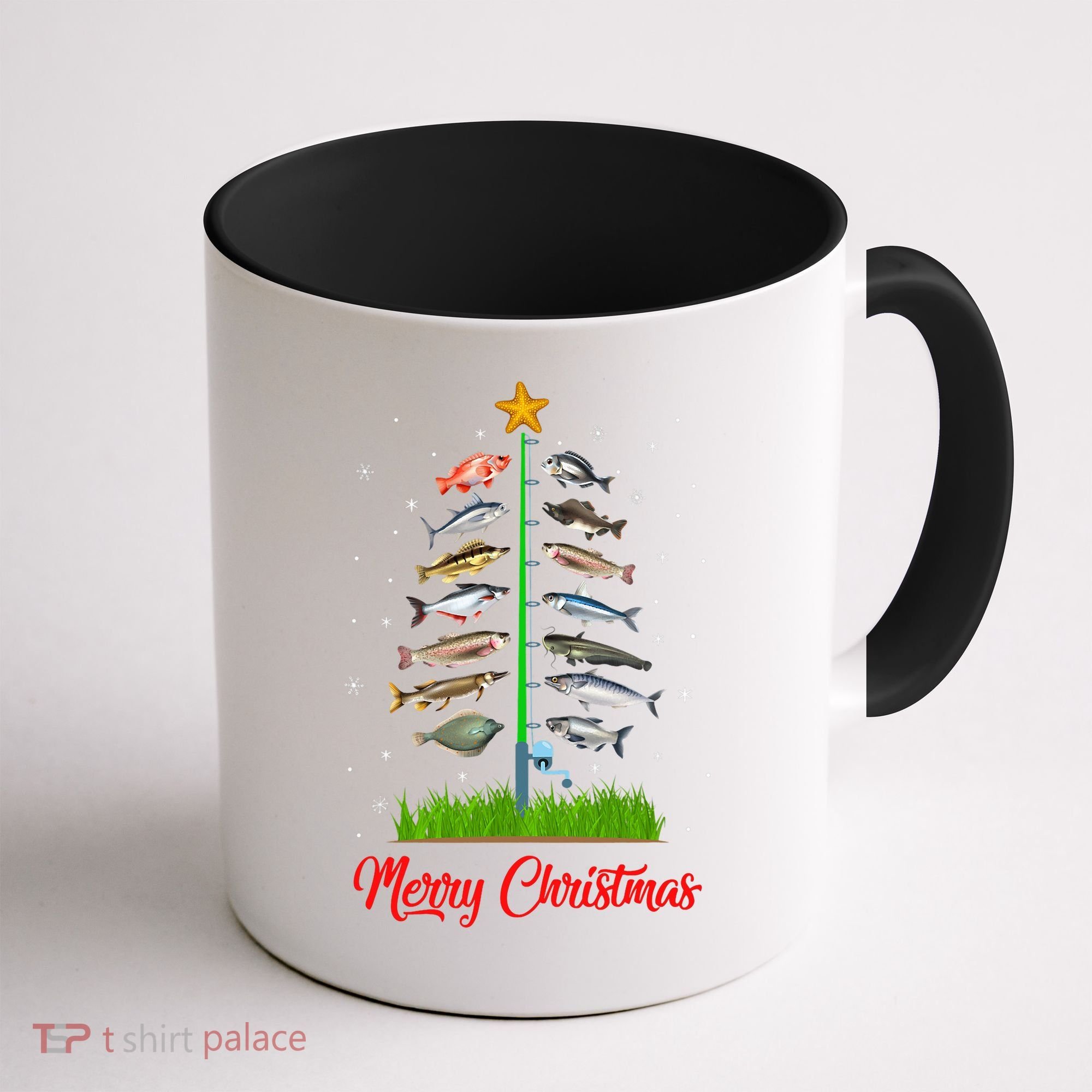 Merry Fishmas Christmas Tree Fish Fishing Coffee Mug