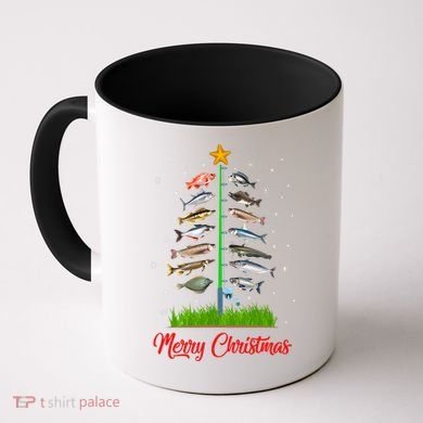 Merry Fishmas Christmas Tree Fish Fishing Coffee Mug