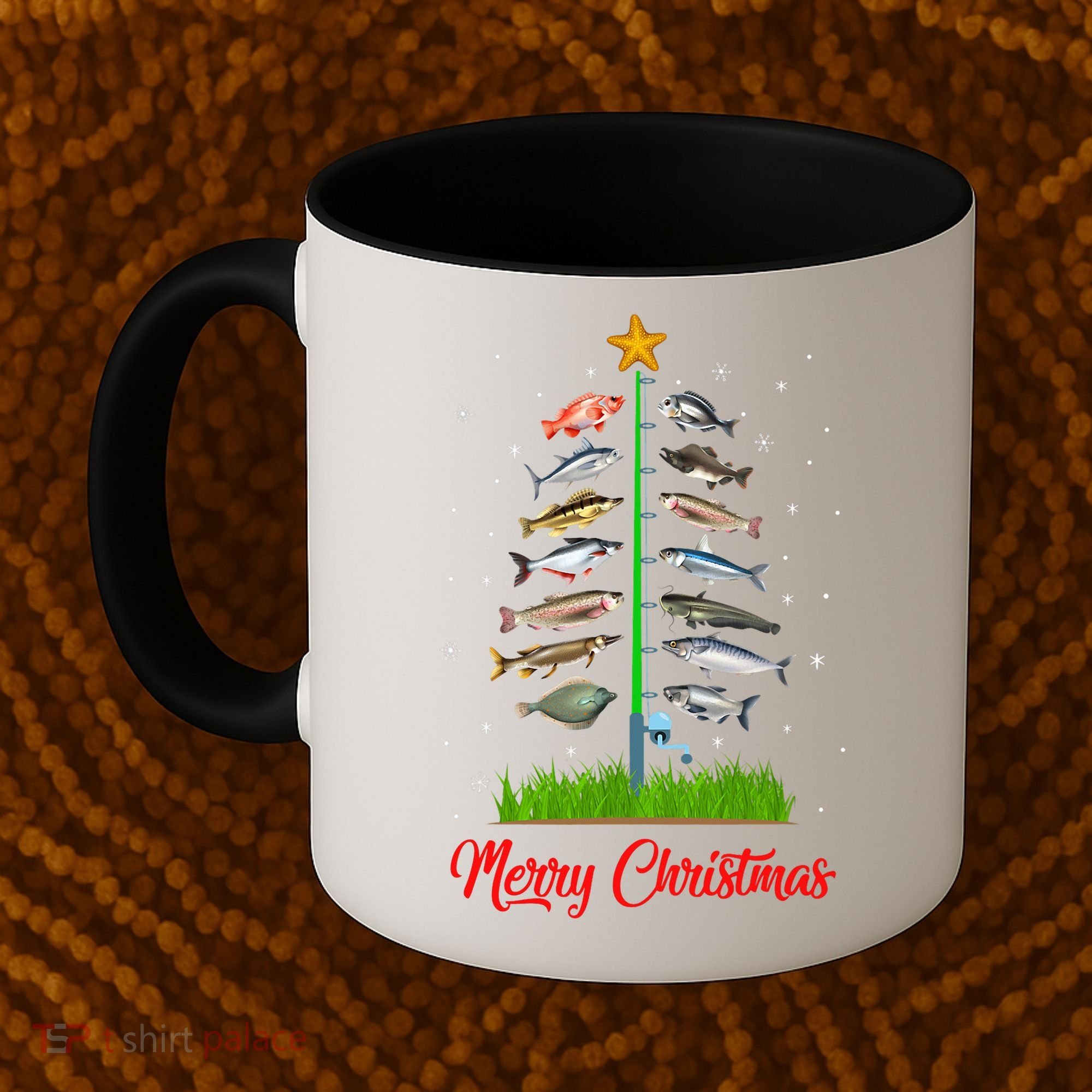 Merry Fishmas Christmas Tree Fish Fishing Coffee Mug