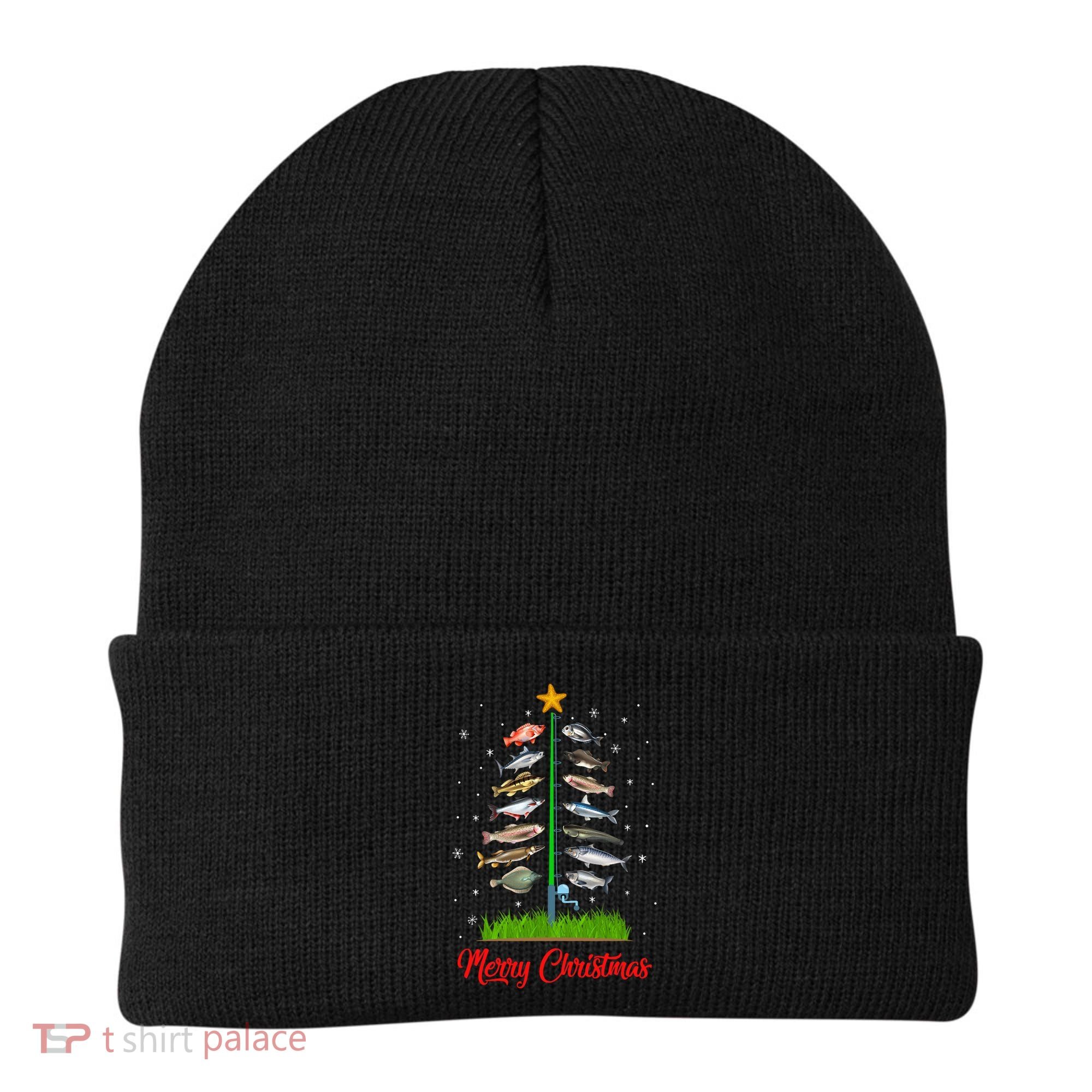 Merry Fishmas Christmas Tree Fish Fishing Beanie