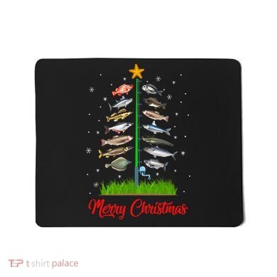 Merry Fishmas Christmas Tree Fish Fishing Mousepad