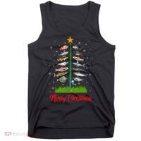 Merry Fishmas Christmas Tree Fish Fishing Tank Top thumb 0