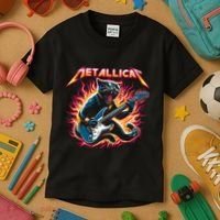 Metallicat Funny Cat Kids T-Shirt thumb 3