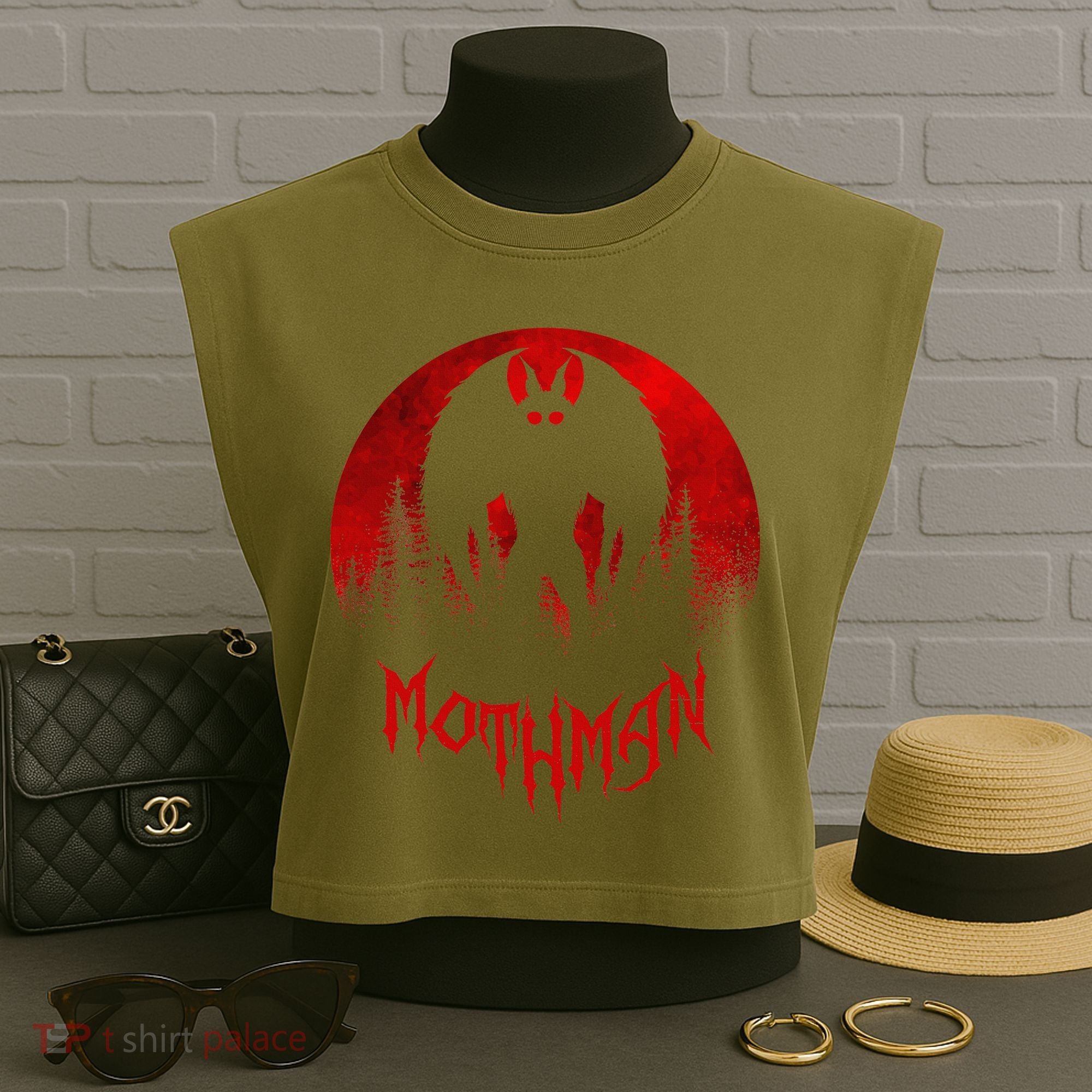 Mothman Folklore Cryptid Garment-Dyed Women's Muscle Tee