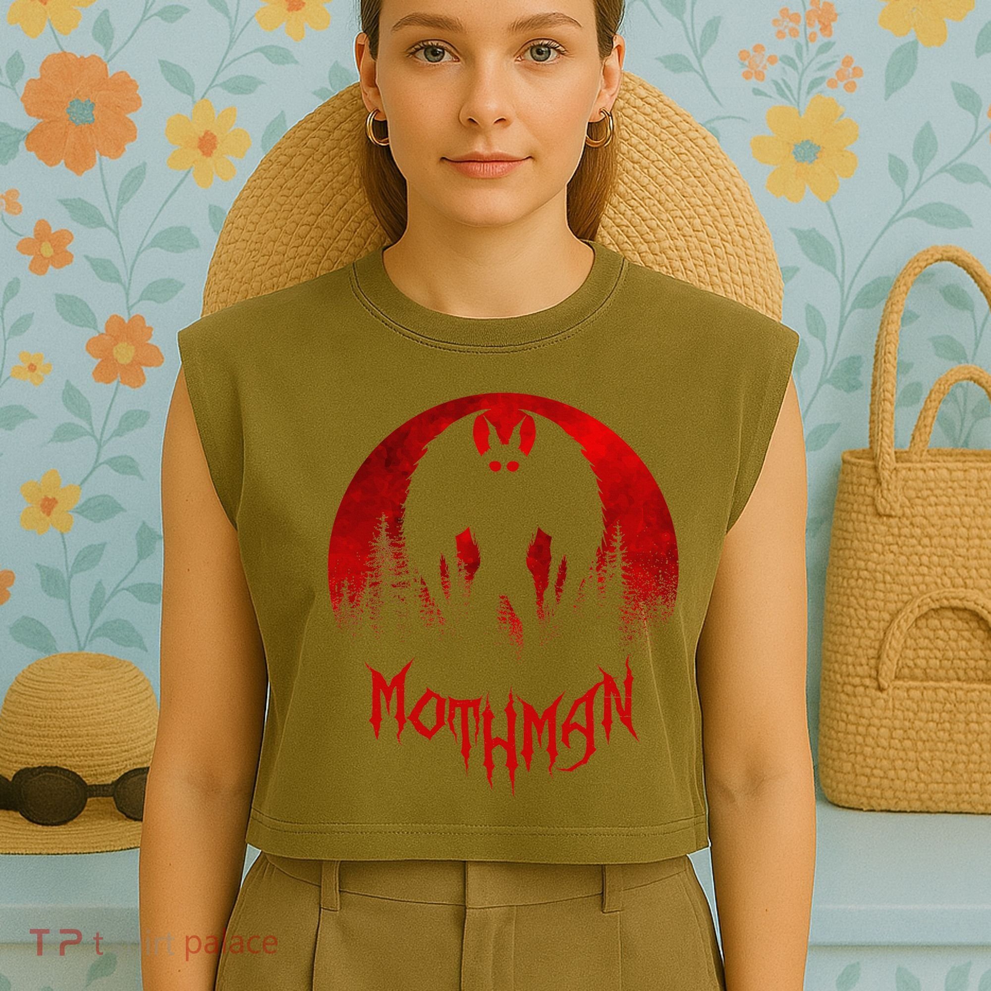 Mothman Folklore Cryptid Garment-Dyed Women's Muscle Tee