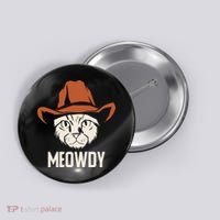 Meowdy Funny Cat Cowboy Button thumb 0
