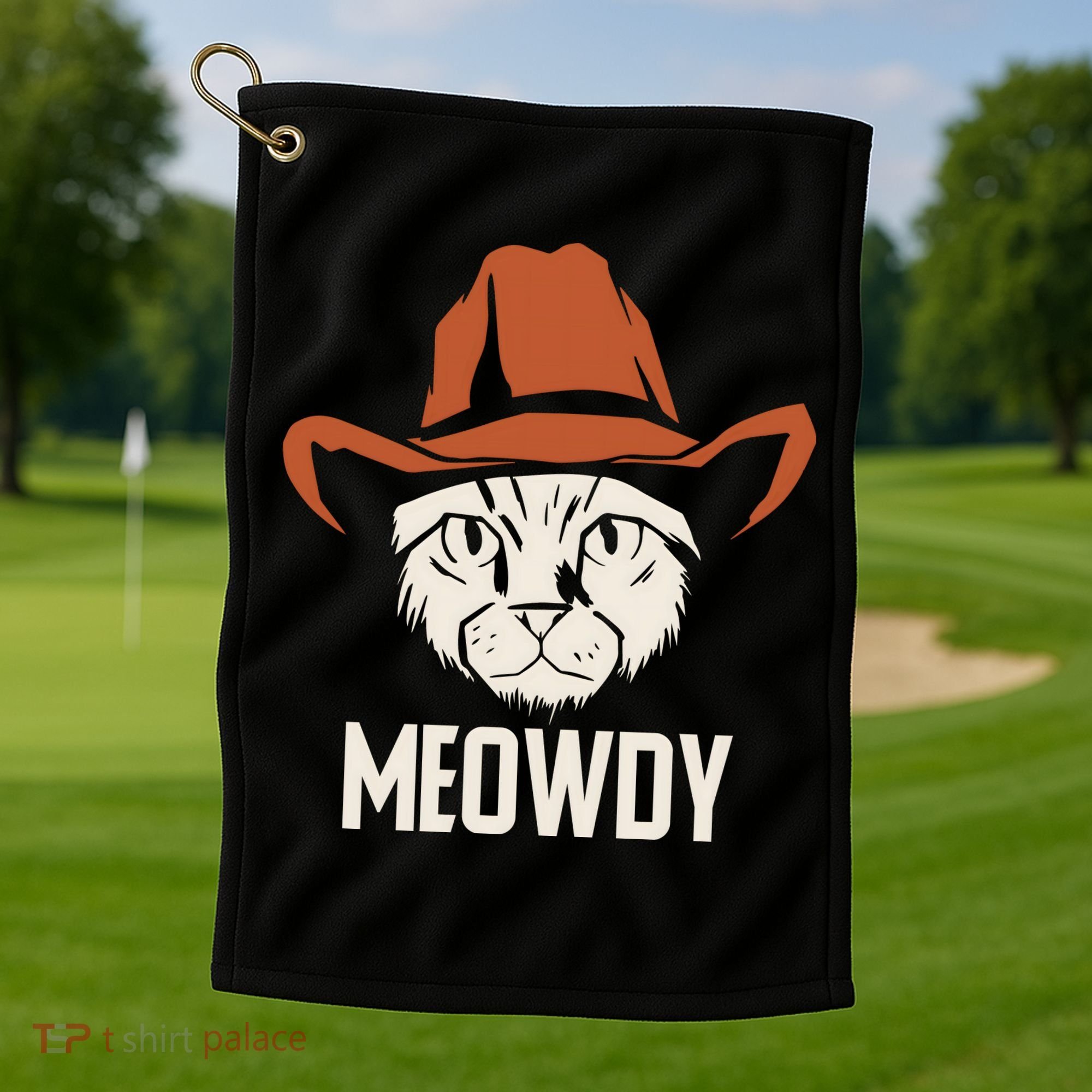 Meowdy Funny Cat Cowboy Golf Towel