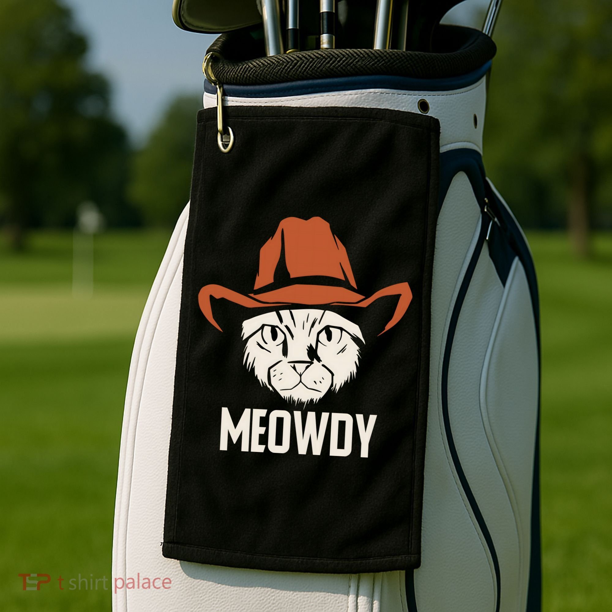 Meowdy Funny Cat Cowboy Golf Towel