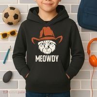 Meowdy Funny Cat Cowboy Kids Hoodie thumb 2