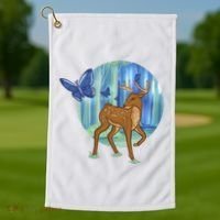 Magic Forest Deer Golf Towel thumb 1