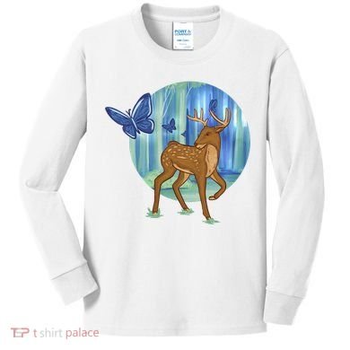 Magic Forest Deer Kids Long Sleeve Shirt