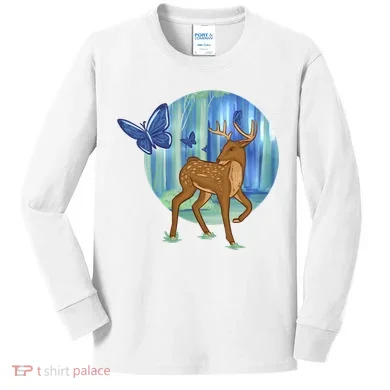 Magic Forest Deer Kids Long Sleeve Shirt