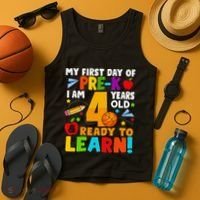 My First Day Of Pre K I Am 4 Years Old Gift Tank Top thumb 4