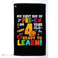 My First Day Of Pre K I Am 4 Years Old Gift Golf Towel thumb 0