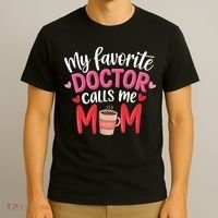 My Favorite Doctor Calls Me Mom Funny Medical Mothers Day T-Shirt thumb 3