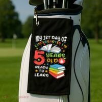 My First Day Of Kindergarten 5 Years Old Back To School Golf Towel thumb 2