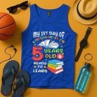 My First Day Of Kindergarten 5 Years Old Back To School Tank Top thumb 4