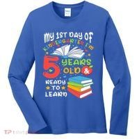 My First Day Of Kindergarten 5 Years Old Back To School Women's Long Sleeve Shirt thumb 0