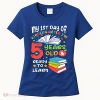 My First Day Of Kindergarten 5 Years Old Back To School Women's T-Shirt thumb 0