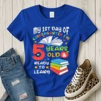 My First Day Of Kindergarten 5 Years Old Back To School Women's T-Shirt thumb 3