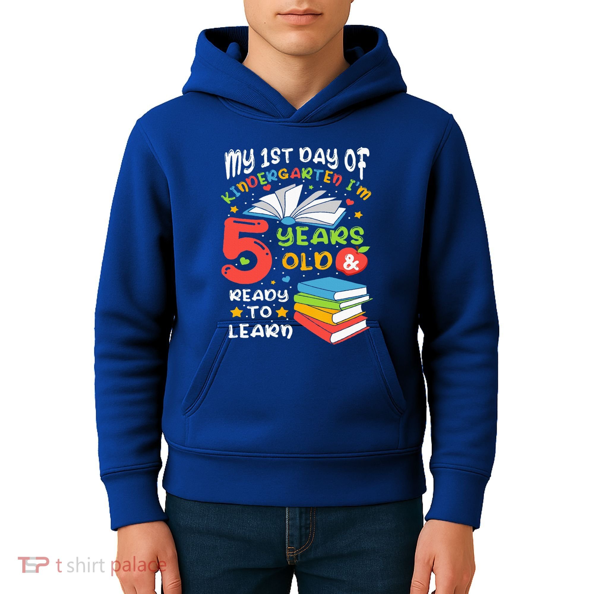 My First Day Of Kindergarten 5 Years Old Back To School Kids Hoodie